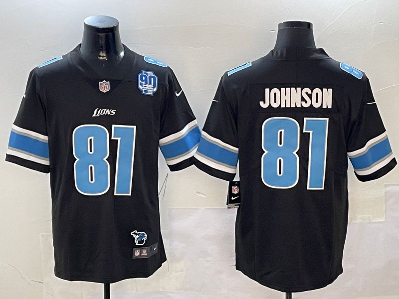 Men Detroit Lions #81 Johnson Black Second generation 2024 Nike Limited NFL Jersey style 4->detroit lions->NFL Jersey